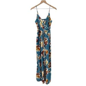 BOG‎ Collective Floral Spaghetti Strap V-Neck Tie Waist Wide Leg Jumpsuit Size S